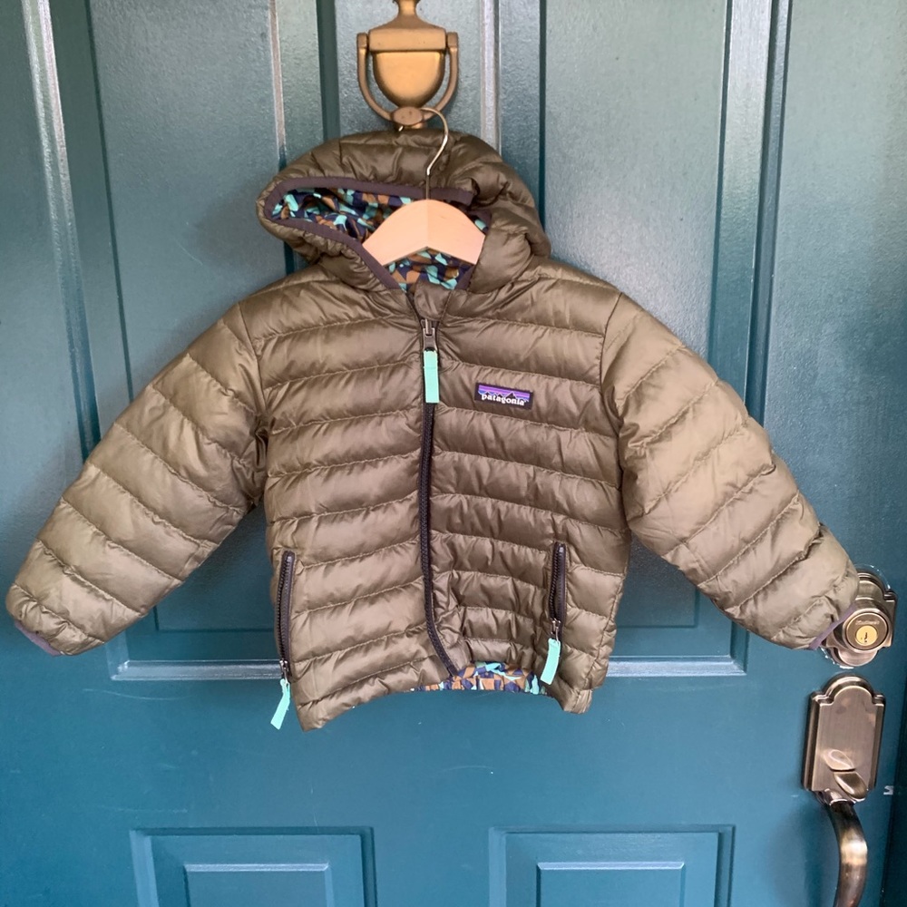 Toddler reversible down hoodie jacket